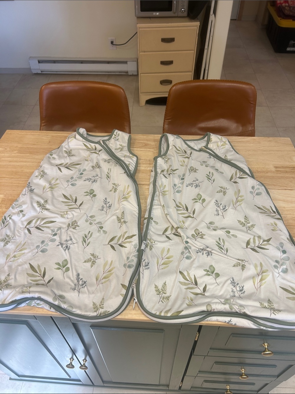 Copper Pearl Sage Green Botanical Baby Sleep Sacks - Set of 2